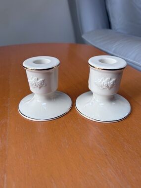 Lenox Rosebud candlesticks  set of 2
